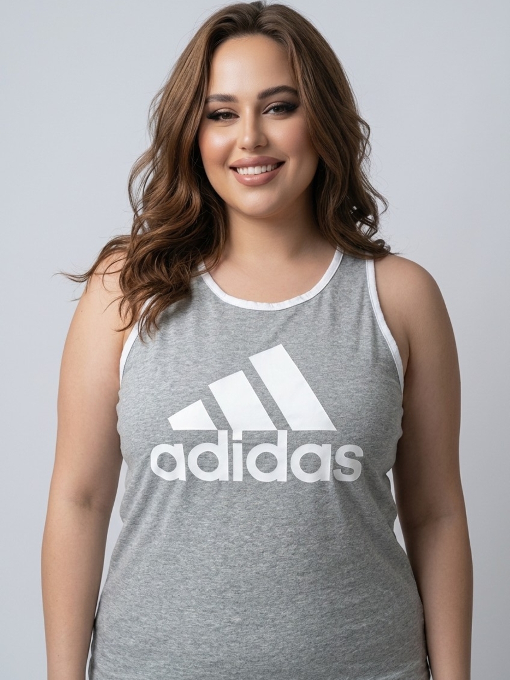 adidas Gray Tank Top with White Logo Trim